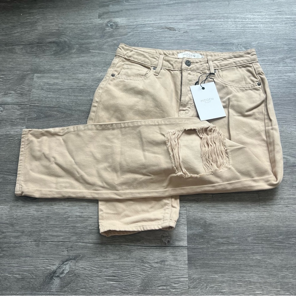 Hidden Tracey high-rise Straight Latte/tan Jeans distressed NWT size‎ 26